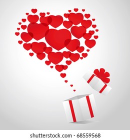 Hearts from gift box