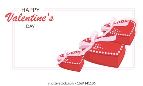 Hearts. Gift wrapping template. Valentine's day greeting card, isolated on a white background. Symbols of love, gifts. Poster, postcard, frame. Vector illustration with place for text.	