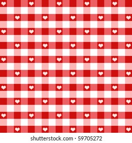 Hearts and Gingham Seamless Pattern. Old fashioned design in Valentine's Day red for baby books, scrapbooks, albums. EPS includes pattern swatch that will seamlessly fill any shape.