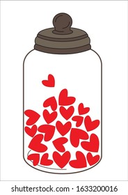 Hearts in glass bottle vector, Valentine's day, Heart red Pattern, Heart Backgrounds, Heart Wallpaper Love Cards Vector Stock Vector Illustration.