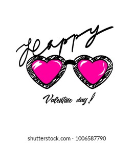 
hearts glasses vector image