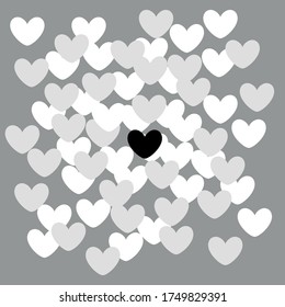 Hearts with gray tones, black heart, equal life, Black lives matter, we are in this together, same privilege