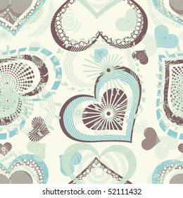 hearts in grunge style pattern