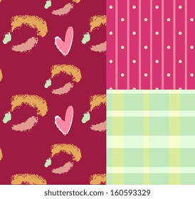 Hearts with grungy swirls pattern set. EPS 10  (pattern tile is located in the swatch palette)
