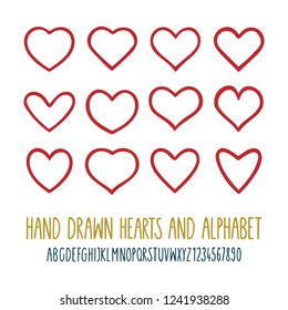 Hearts. Hand drawn hearts illustrations set isolated on white background.
Hearts sketch drawing.