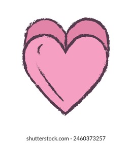 Corazones dibujados a mano garabato línea llena en blanco.