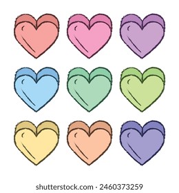 Hearts Hand Drawn Scribble Filled Line collection.