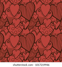 Hearts hand drawn seamless background