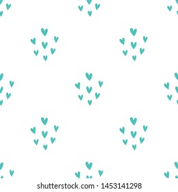 Hearts hand drawn seamless pattern background. Vector design for wrapping paper, textile. 
