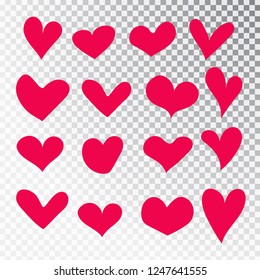 Hearts hand drawn set isolated. Design elements for Valentine's day. Collection of doodle sketch hearts hand drawn with ink. Vector illustration 10 EPS.