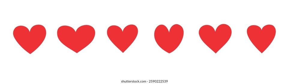 Hearts in hand drawn style. Doodle elements. Abstract modern trendy wallpapper. Set. 14 February. Wedding holiday. Romantic. Symbols of love. Collection. Different shapes. Silhouettes. Valentine's day