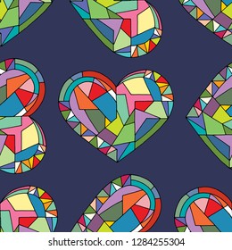 Hearts hand drawn vector seamless pattern. Valentines day holidays background in modern style. Love geometrical texture for surface design, textile, wrapping paper, wallpaper, phone case print, fabric