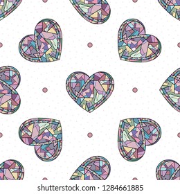 Hearts hand drawn vector seamless pattern. Valentines day background. Love texture for surface design, textile, wrapping paper, wallpaper, phone case print, fabric.
