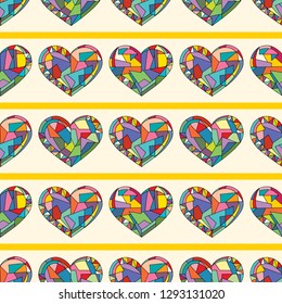 Hearts hand drawn vector seamless pattern. Valentines day holidays background in modern style. Love geometrical texture for surface design, textile, wrapping paper, wallpaper, phone case print, fabric