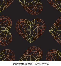 Hearts hand drawn vector seamless pattern. Valentines day golden background. Love texture for surface design, textile, wrapping paper, wallpaper, phone case print, fabric.