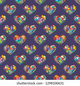 Hearts hand drawn vector seamless pattern. Valentines day holidays background in modern style. Love geometrical texture for surface design, textile, wrapping paper, wallpaper, phone case print, fabric