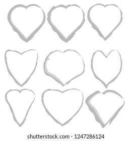 hearts hand watercolor brush