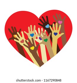 hearts and hands, vector