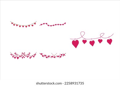 Hearts Hanging Design Vector Set