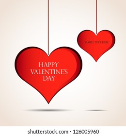 Hearts hanging from a rope. Valentines day set - vector