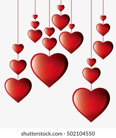 hearts hanging white background