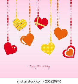 Hearts - Happy Birthday - Vector