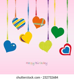 Hearts - Happy Birthday - Vector
