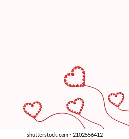 corazones con borde cardíaco con arco rojo sobre fondo blanco