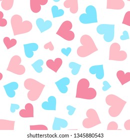 Hearts. Heart seamless pattern. Colorful hearts. Packaging design for gift wrap. Abstract geometric modern background. Vector illustration. Art deco style.