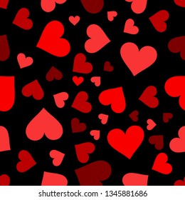 Hearts. Heart seamless pattern. Colorful red hearts. Packaging design for gift wrap. Abstract geometric modern background. Vector illustration. Art deco style.