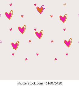 hearts  horizontal  seamless pattern . Hand drawn.