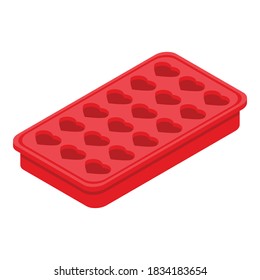 Hearts ice tray icon. Isometric of hearts ice tray vector icon for web design isolated on white background