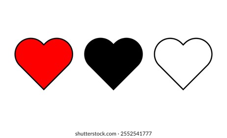Hearts Icon for Card suit, Clover vector, Love icons, Casino Poker and gambling graphic elements, Outline icon, Red, Vector stock
