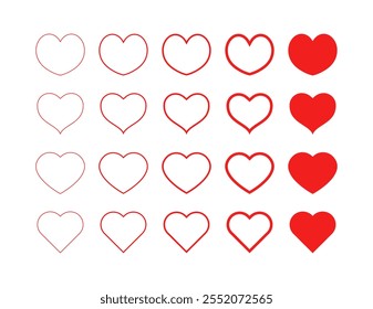 Colección de icono de corazones. Estilo plano. Iconos del vector