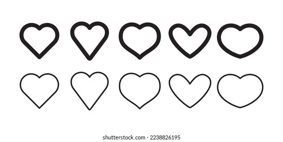 Hearts icon collection. Set of hearts. Linear and flat design, valentine's day love symbol.