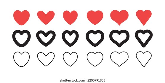 Hearts icon collection. Valentine's day heart symbol.