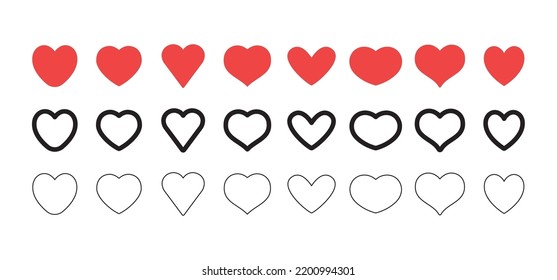 Hearts icon collection. Valentine's day heart symbol.