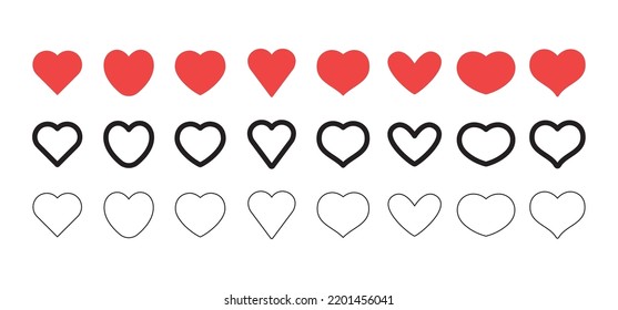 Hearts icon collection. Valentine's day heart symbol.