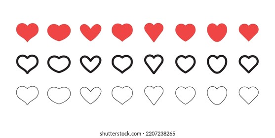 Hearts icon collection. Valentine's day heart symbol.