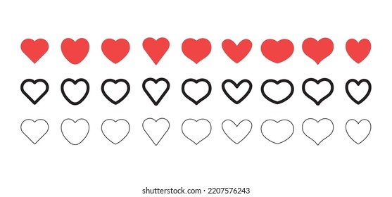 Hearts icon collection. Valentine's day heart symbol.