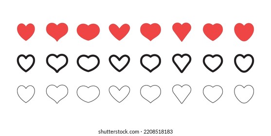 Hearts icon collection. Valentine's day heart symbol.