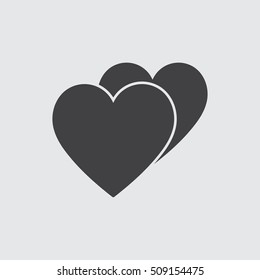 Hearts icon in a flat design in black color. Vector illustration eps10