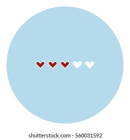 Hearts icon - Flat design, glyph style icon - White and red enclosed in a circle
