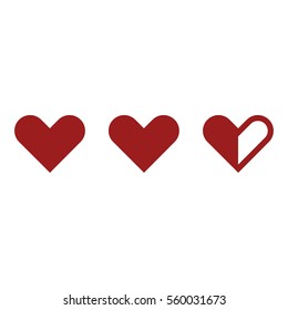 Hearts icon - Flat design, glyph style icon - Red