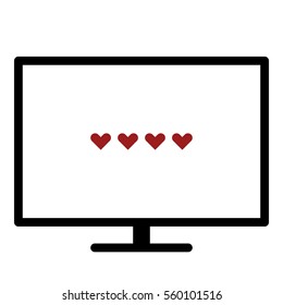 Hearts icon - Flat design, glyph style icon - Colored enclosed in a screen