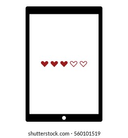 Hearts icon - Flat design, glyph style icon - Colored enclosed in a tablet