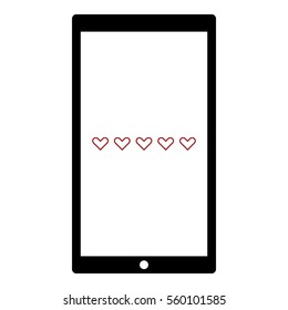 Hearts icon - Flat design, glyph style icon - Colored enclosed in a phone