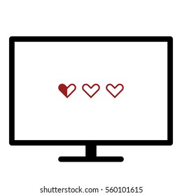 Hearts icon - Flat design, glyph style icon - Colored enclosed in a screen