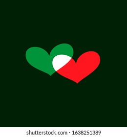 Hearts icon isolated on dark green background Romantic hearts icon red, and green. Love symbol. Happy valentines day and wedding design elements. Simple vector element illustration in a modern style.