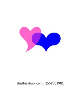 Hearts icon isolated on white background. Romantic hearts icon blue and pink. Love symbol. Happy valentines day and wedding design elements. Simple vector element illustration in a modern style.